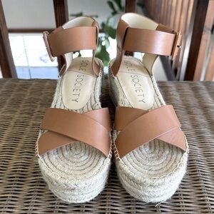 Sole Society Wedge Espadrille Sandals Size 9M/40
